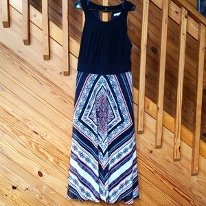 Studio One New York Halter Maxi Dress Navy Coral White size 22w